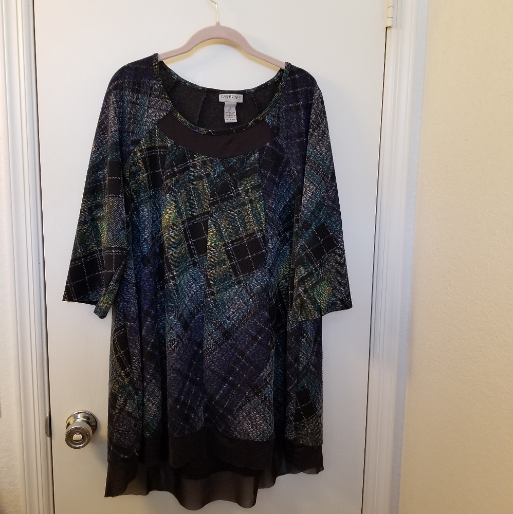 Catherines 1X Plaid Tunic Length Top